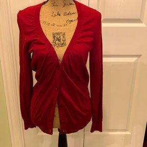 Ann Taylor LOFT Wool blend v-neck button sweater.